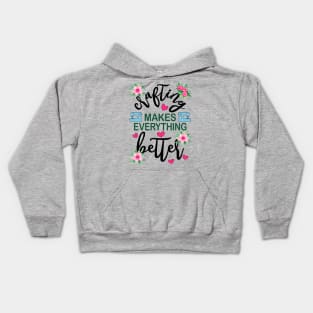 Crafting Makes Everything Better Sewing Machine Floral Kids Hoodie